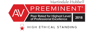 Martindale-Hubbell AV Preeminent Peer Rated For Highest Level of Professional Excellence 2018 high ethical standing