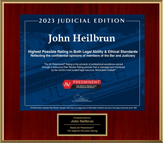 2023 judicial edition John Heilbrun | AV preeminent peer rated for highest level of professional excellence